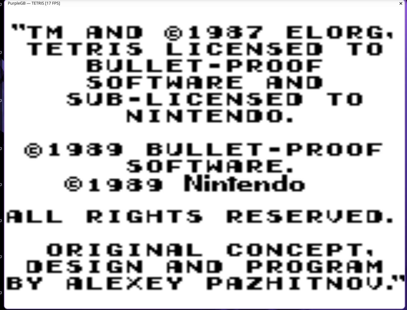 Copyright screen — stuck in restart loop